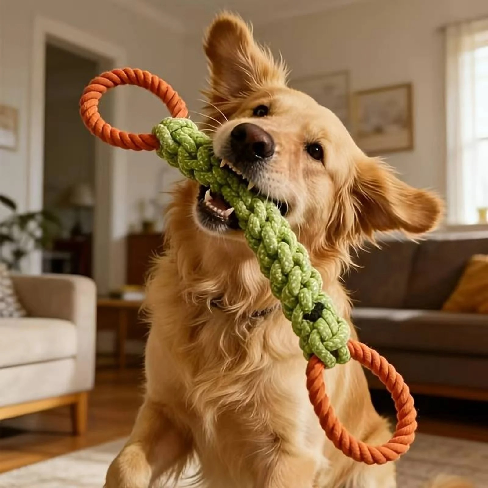 Pet Dental Chew Toy - Прочная веревочная игрушка-узел для собак, жевательная